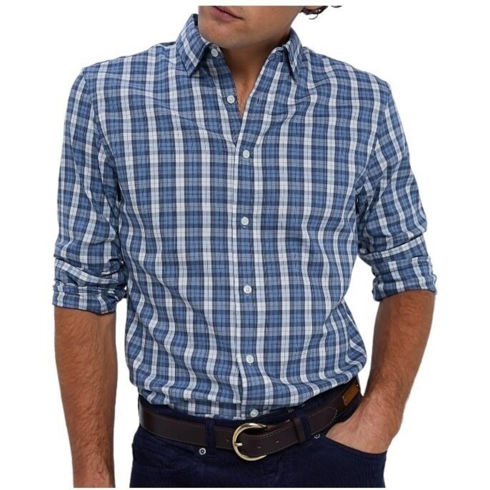 Faherty Reserve Mens‎ XXL Movement Shirt Seaside Blue Plaid Long Sleeve NWT